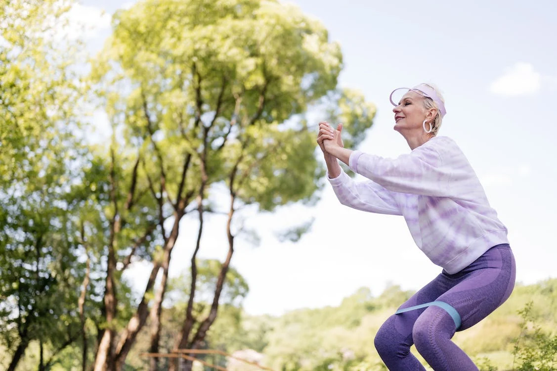 a retiree exercising outside
